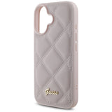Guess Quilted Metal Logo iPhone 16 Case - Pink