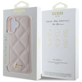 Guess Quilted Metal Logo iPhone 16 Case - Pink