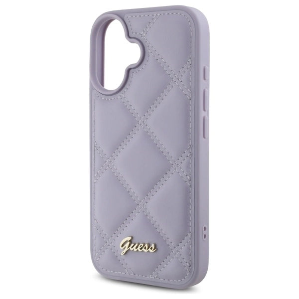 Guess Quilted Metal Logo case til iPhone 16 - lys lilla
