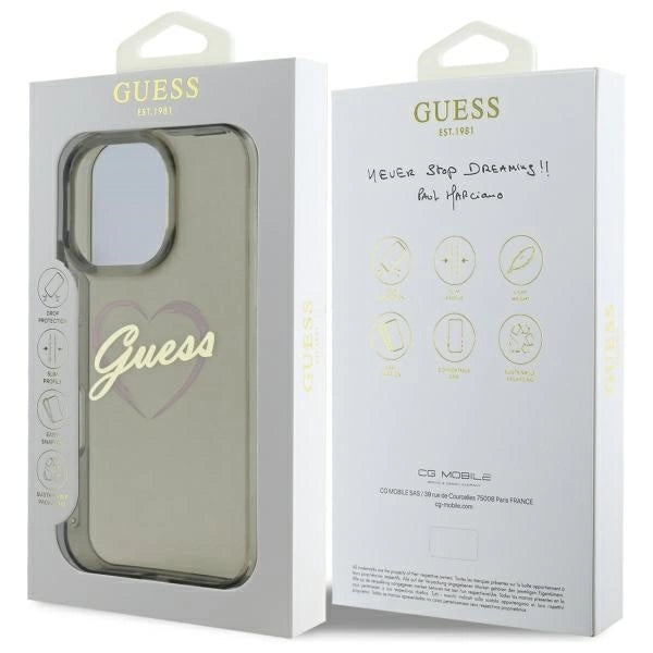 Guess IML Heart Case for iPhone 16 Pro Max - Black