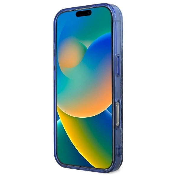 Guess IML Peony On 4G Background MagSafe Case for iPhone 16 Pro - Blue