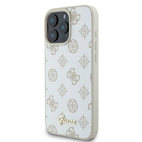 Guess Peony Script Logo MagSafe iPhone 16 Pro Case - Hvid
