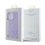 Guess Saffiano Peony Classic Logo MagSafe iPhone 16 Pro Case - Purple