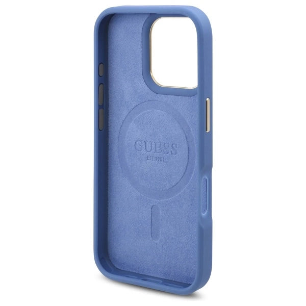 Guess 4G Logo Plate MagSafe Case til iPhone 16 Pro - Blå
