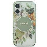 Guess IML Flower & Tonal Circle MagSafe-hylster til iPhone 16 Plus - grønt