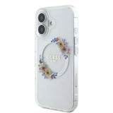 Guess IML Flowers Wreath MagSafe iPhone 16 Plus Case - Clear