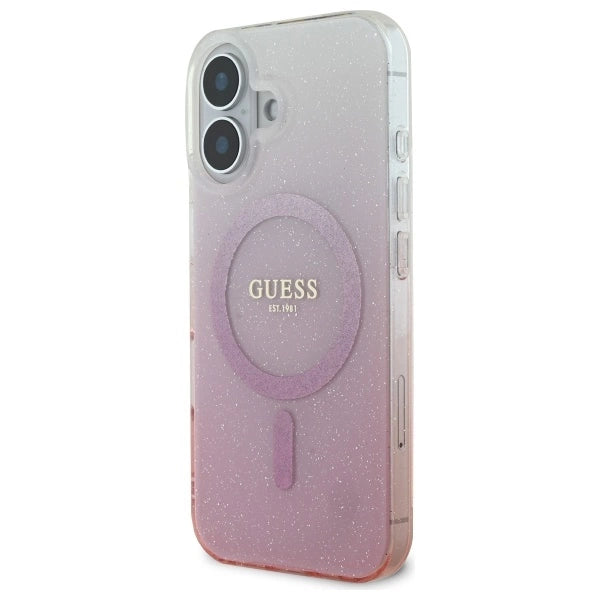 Guess IML Glitter Gradient MagSafe iPhone 16 Plus Case - Pink