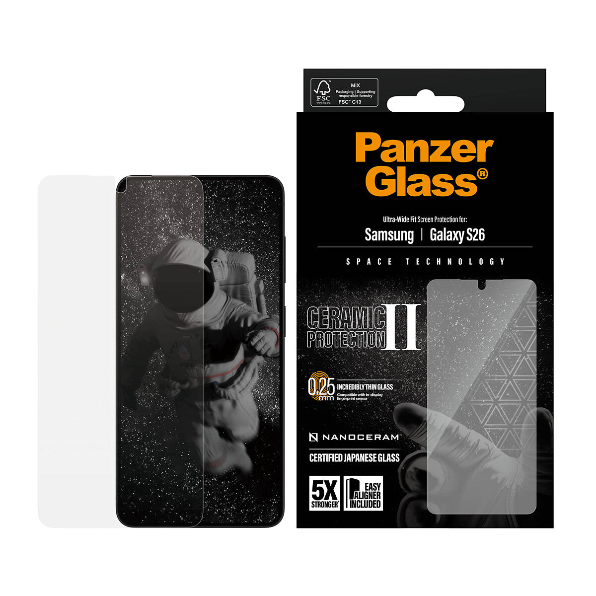 PanzerGlass ® Ceramic Skærmbeskyttelse Samsung Galaxy S26 | Ultra-Wide Fit m. EasyAligner