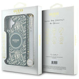 Guess IML Flowers Allover Electro med Perle Strap MagSafe-foder for iPhone 16 - grøn