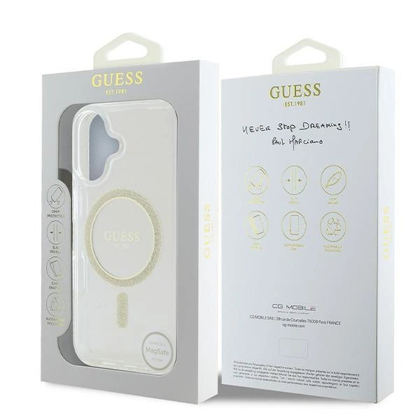 Guess IML Glitter Circle MagSafe iPhone 16 Case - Clear