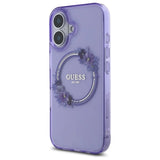 Guess IML Flowers Wreath MagSafe iPhone 16 Case - lilla