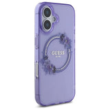 Guess IML Flowers Wreath MagSafe iPhone 16 Case - lilla