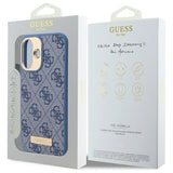 Guess 4G Logo Plate MagSafe iPhone 16 Case - Blue