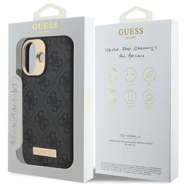 Guess 4G Logo Plate MagSafe iPhone 16 Case - sort
