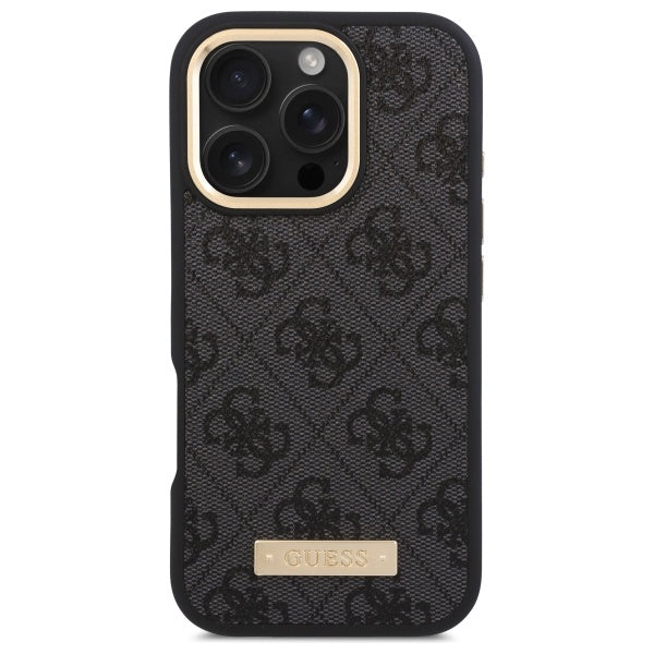 Guess 4G Logo Plate MagSafe Case til iPhone 16 Pro Max - sort