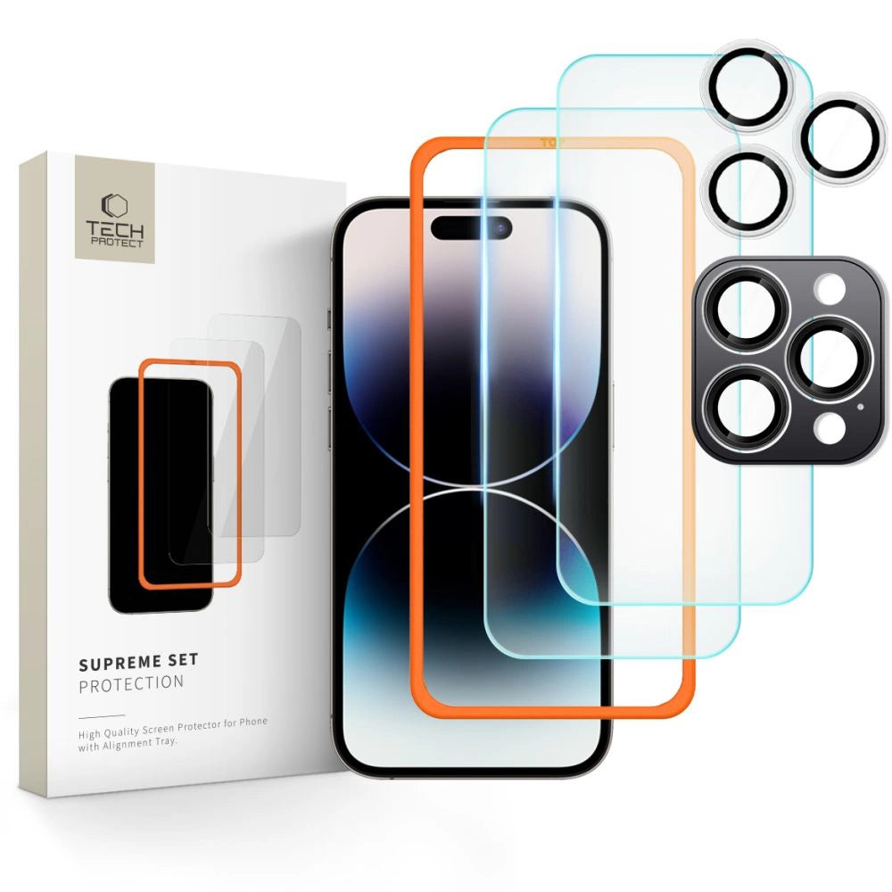 Tech-Protect Supreme Set hærdet glas til iPhone 16 Pro - gennemsigtige (3 st.)