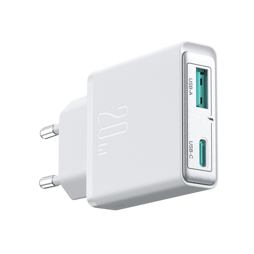 Joyroom JR-TCF14 20W USB-A USB-C Super Slim Wall Charger - Hvid