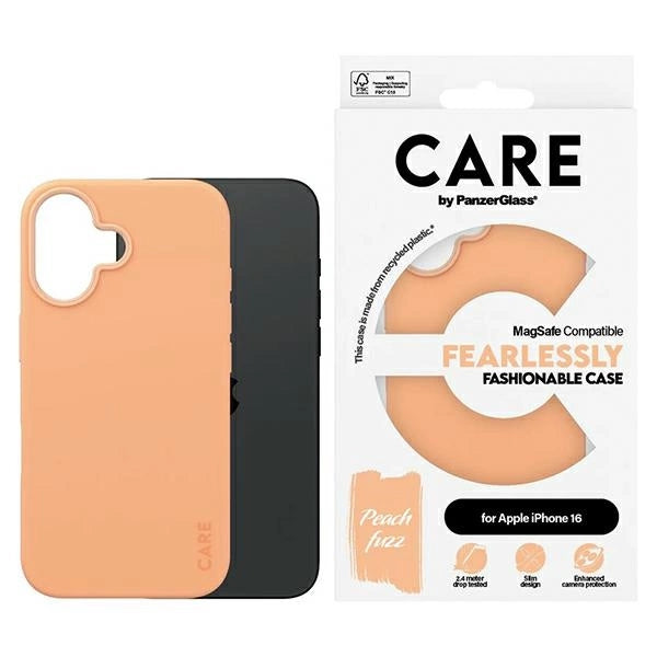 CARE af PanzerGlass Fashion Case iPhone 16 6.1" fersken/fersken MagSafe 1389