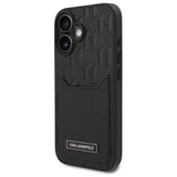 Karl Lagerfeld Cardslots Monogram iPhone 16 Case - Black