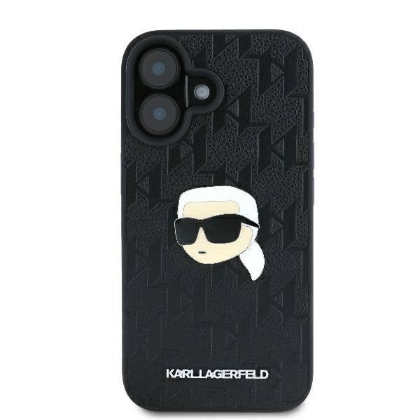 Karl Lagerfeld Monogram Karl Head Pin iPhone 16 Case - Black