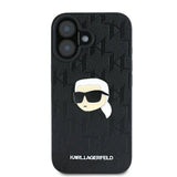 Karl Lagerfeld Monogram Karl Head Pin iPhone 16 Case - Black