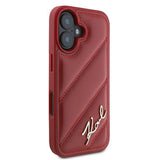 Karl Lagerfeld Diagonal Quilted Script iPhone 16 Case - Red