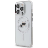 Karl Lagerfeld IML Metal Karl & Choupette Head MagSafe iPhone 14 Pro Case - White