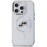 Karl Lagerfeld IML Metal Karl & Choupette Head MagSafe iPhone 14 Pro Case - White