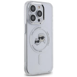 Karl Lagerfeld IML Metal Karl & Choupette Head MagSafe iPhone 14 Pro Case - White