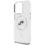 Karl Lagerfeld IML Metal Karl & Choupette Head MagSafe iPhone 14 Pro Case - White