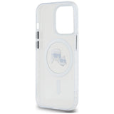 Karl Lagerfeld IML Metal Karl & Choupette Head MagSafe iPhone 14 Pro Case - White