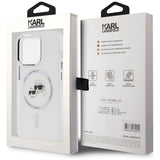 Karl Lagerfeld IML Metal Karl & Choupette Head MagSafe iPhone 14 Pro Case - White