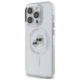 Karl Lagerfeld IML Metal Karl & Choupette Head MagSafe Case for iPhone 14 Pro Max - White