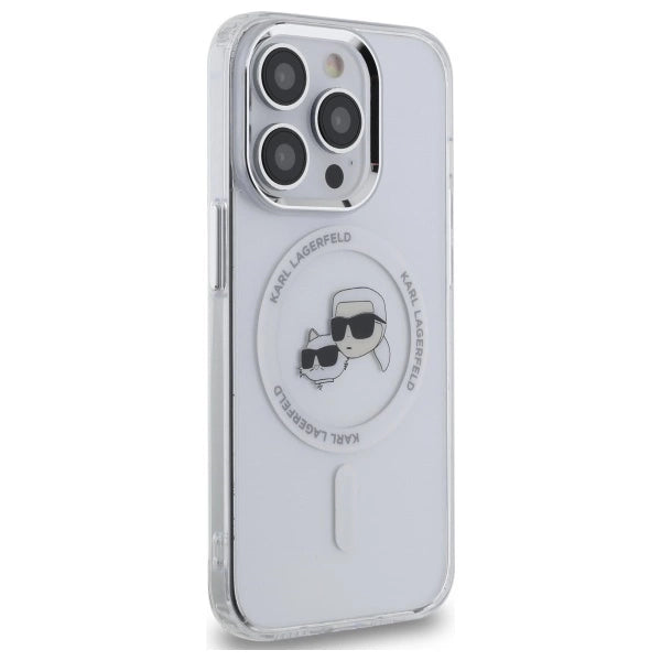 Karl Lagerfeld IML Metal Karl & Choupette Head MagSafe Case for iPhone 14 Pro Max - White