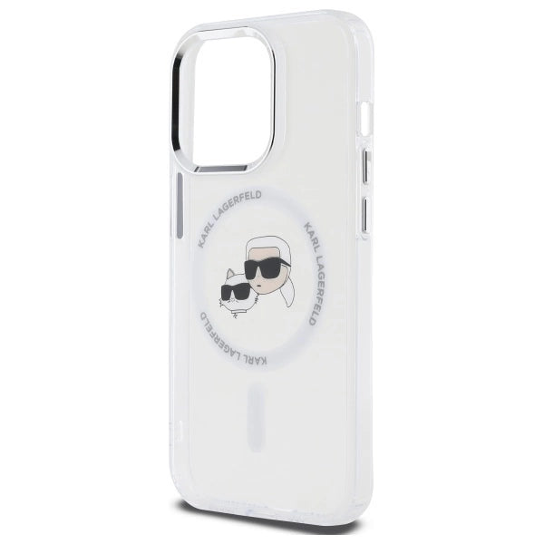 Karl Lagerfeld IML Metal Karl & Choupette Head MagSafe Case for iPhone 14 Pro Max - White