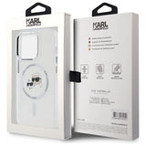 Karl Lagerfeld IML Metal Karl & Choupette Head MagSafe Case for iPhone 14 Pro Max - White