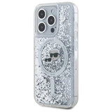 Karl Lagerfeld Liquid Glitter Karl & Choupette Head Magsafe iPhone 15 Pro Case - Clear