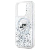 Karl Lagerfeld Liquid Glitter Karl & Choupette Head Magsafe iPhone 15 Pro Case - Clear