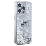 Karl Lagerfeld Liquid Glitter Karl & Choupette Head Magsafe Case for iPhone 15 Pro Max - Clear