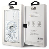 Karl Lagerfeld Liquid Glitter Karl & Choupette Head Magsafe Case for iPhone 15 Pro Max - Clear