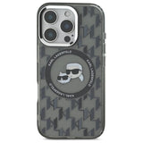 Karl Lagerfeld IML Monogram Karl & Choupette Head MagSafe iPhone 16 Pro Case - Black