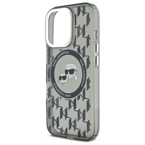 Karl Lagerfeld IML Monogram Karl & Choupette Head MagSafe iPhone 16 Pro Case - Black