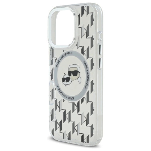 Karl Lagerfeld IML Monogram Karl & Choupette Head MagSafe iPhone 16 Pro Case - Clear