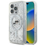 Karl Lagerfeld Liquid Glitter Karl & Choupette Head Magsafe iPhone 16 Pro Case - Klar