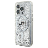 Karl Lagerfeld Liquid Glitter Karl & Choupette Head Magsafe iPhone 16 Pro Case - Klar
