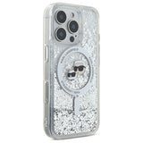 Karl Lagerfeld Liquid Glitter Karl & Choupette Head Magsafe iPhone 16 Pro Case - Klar