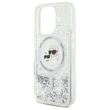 Karl Lagerfeld Liquid Glitter Karl & Choupette Head Magsafe iPhone 16 Pro Case - Klar