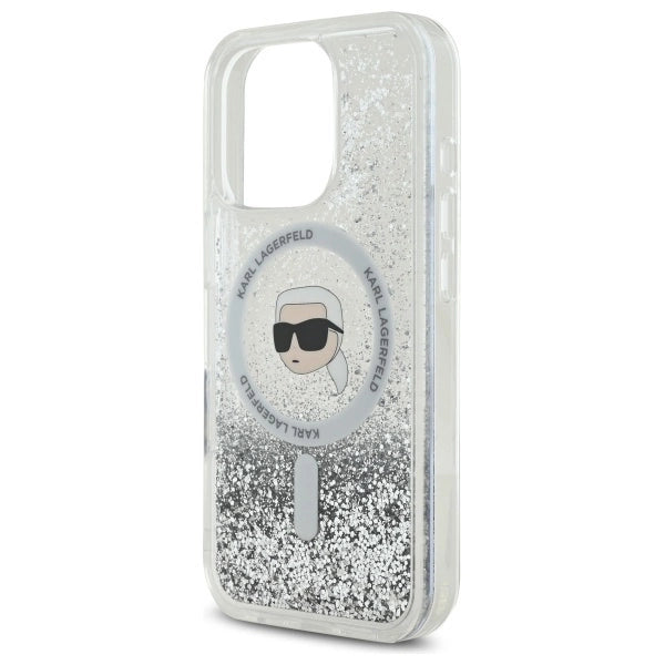 Karl Lagerfeld Liquid Glitter Karl Head Magsafe Case for iPhone 16 Pro - Clear