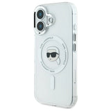 Karl Lagerfeld IML Metal Karl Head MagSafe Case for iPhone 16 Plus - White