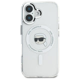 Karl Lagerfeld IML Metal Karl Head MagSafe Case for iPhone 16 Plus - White